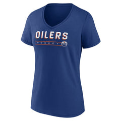 NHL Edmonton Oilers Women's Primary Play V-Neck T-Shirt - Blue