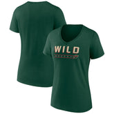 NHL Minnesota Wild Women's Primary Play V-Neck T-Shirt - Green