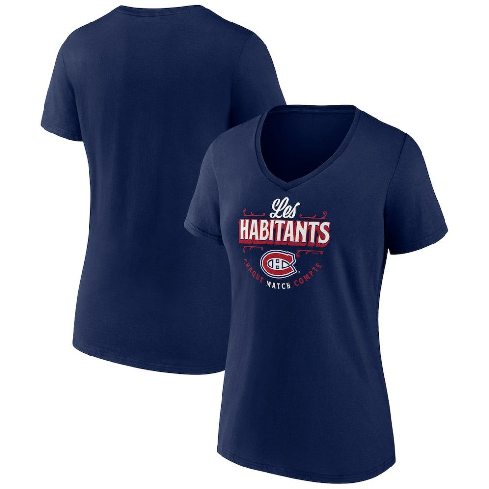 NHL Montreal Canadiens Women's Active Edge V-Neck T-Shirt - Navy