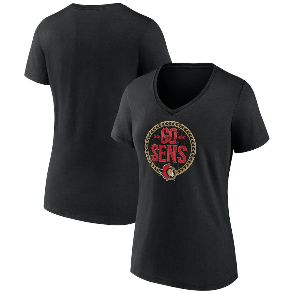 NHL Ottawa Senators Women's Active Edge V-Neck T-Shirt - Black