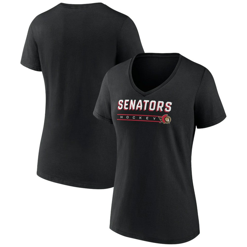 NHL Ottawa Senators Women's Primary Play V-Neck T-Shirt - Black