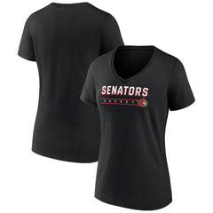 NHL Ottawa Senators Women's Primary Play V-Neck T-Shirt - Black
