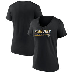 NHL Pittsburgh Penguins Women's Primary Play V-Neck T-Shirt - Black