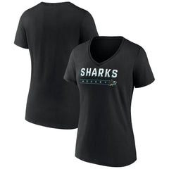 NHL San Jose Sharks Women's Primary Play V-Neck T-Shirt - Black