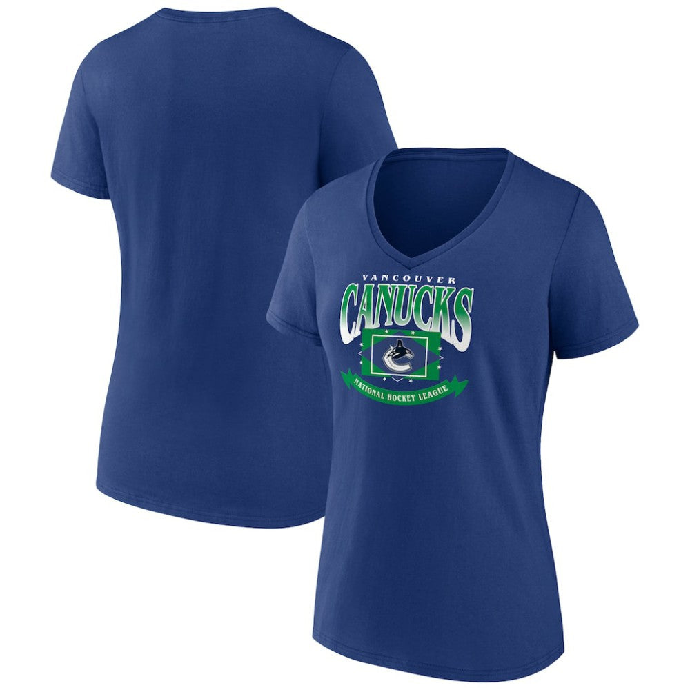 NHL Vancouver Canucks Women's Slapshot V-Neck T-Shirt - Blue