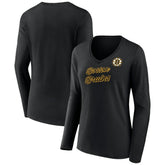 NHL Boston Bruins Women's Forge Long Sleeve V-Neck T-Shirt - Black