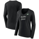 NHL Dallas Stars Women's Forge Long Sleeve V-Neck T-Shirt - Black
