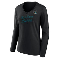 NHL San Jose Sharks Women's Forge Long Sleeve V-Neck T-Shirt - Black