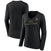 NHL Vegas Golden Knights Women's Forge Long Sleeve V-Neck T-Shirt - Black