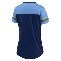 Tennessee Titans Women's Blitz & Glam Lace-Up V-Neck Jersey T-Shirt Navy/Light Blue