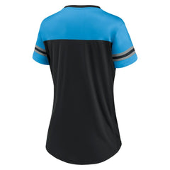Carolina Panthers Women's Blitz & Glam Lace-Up V-Neck Jersey T-Shirt Black/Blue