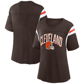 Cleveland Browns Women's Earned Stripes T-Shirt Brown