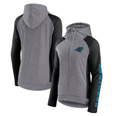 Carolina Panthers Women's Blind Side Lightweight Full-Zip Hoodie Heather Gray/College Black