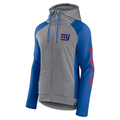 New York Giants Women's Blind Side Lightweight Full-Zip Hoodie Heather Gray/College Royal