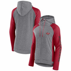 Tampa Bay Buccaneers Women's Blind Side Lightweight Full-Zip Hoodie Heather Gray/College Red