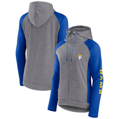 Los Angeles Rams Women's Blind Side Lightweight Full-Zip Hoodie Heather Gray/College Royal