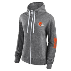 Cleveland Browns Women's Opening Coin Flip Lightweight Full-Zip Hoodie Heather Charcoal