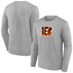 Cincinnati Bengals Primary Team Logo Long Sleeve T-Shirt Heather Gray