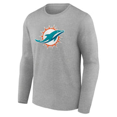 Miami Dolphins Primary Team Logo Long Sleeve T-Shirt Heather Gray