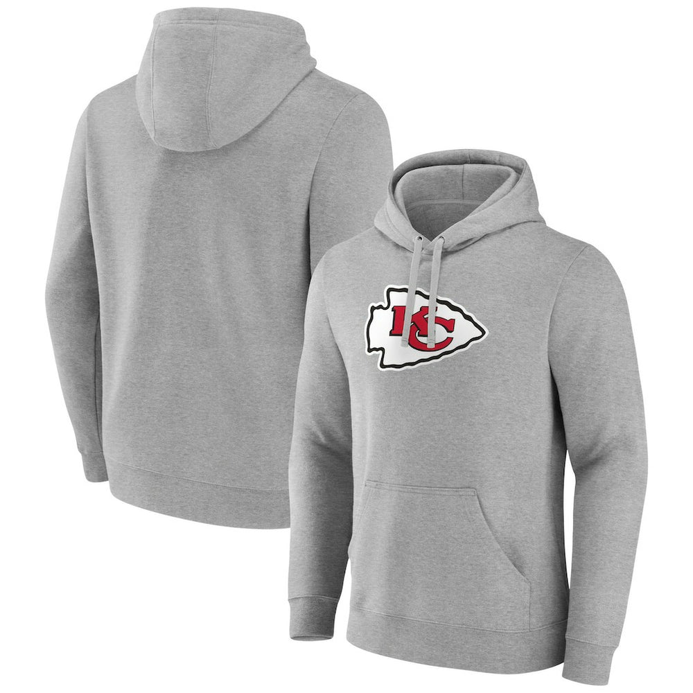 Kansas City Chiefs Primary Team Logo Fitted Pullover Hoodie Heather Gray