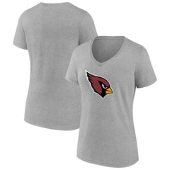 Arizona Cardinals Women's Primary Logo V-Neck T-Shirt Heather Gray