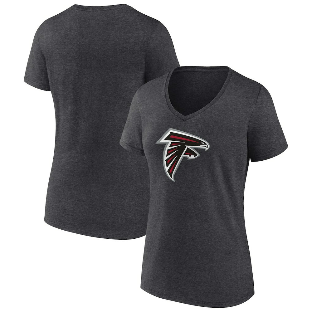 Atlanta Falcons Women's Primary Team Logo V-Neck T-Shirt Charcoal