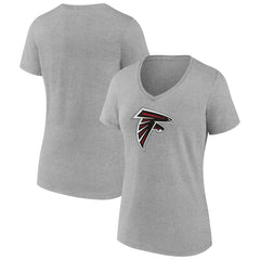 Atlanta Falcons Women's Primary Team Logo V-Neck T-Shirt Heather Gray
