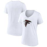 Atlanta Falcons Women's Primary Team Logo V-Neck T-Shirt White