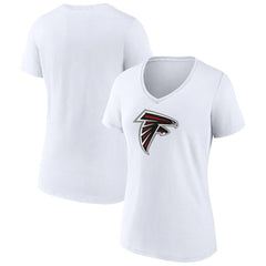 Atlanta Falcons Women's Primary Team Logo V-Neck T-Shirt White