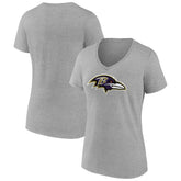 Baltimore Ravens Women's Primary Team Logo V-Neck T-Shirt Heather Gray
