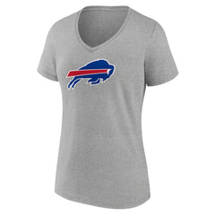 Buffalo Bills Women's Primary Team Logo V-Neck T-Shirt Heather Gray