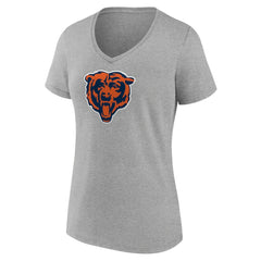 Chicago Bears Women's Primary Team Logo V-Neck T-Shirt Heather Gray