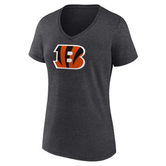 Cincinnati Bengals Women's Primary Team Logo V-Neck T-Shirt Charcoal