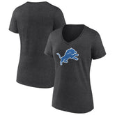 Detroit Lions Women's Primary Team Logo V-Neck T-Shirt Charcoal
