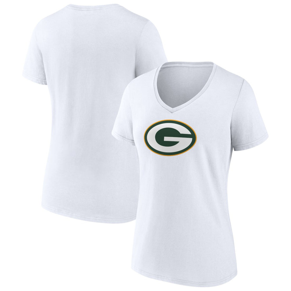Green Bay Packers Women's Primary Team Logo V-Neck T-Shirt White