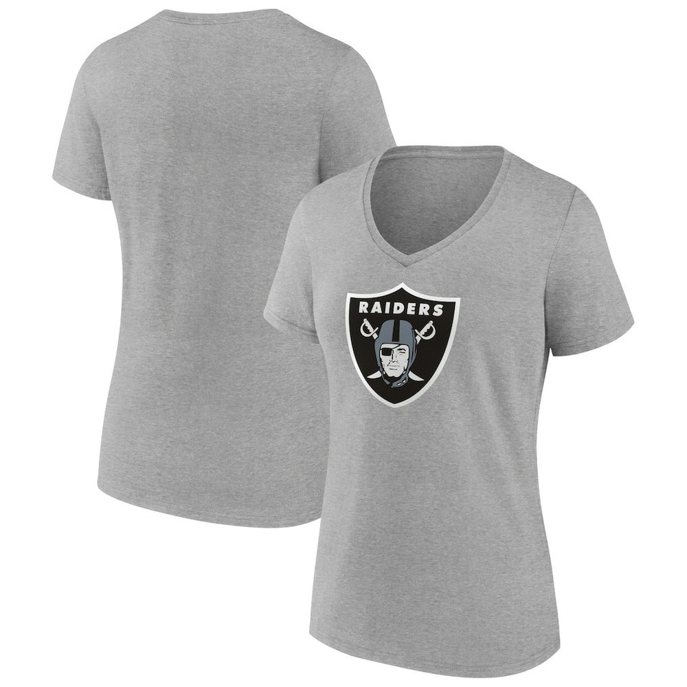 Las Vegas Raiders Women's Primary Team Logo V-Neck T-Shirt Heather Gray