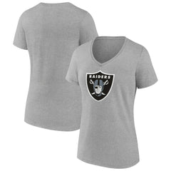 Las Vegas Raiders Women's Primary Team Logo V-Neck T-Shirt Heather Gray