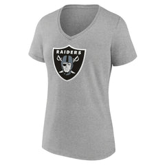 Las Vegas Raiders Women's Primary Team Logo V-Neck T-Shirt Heather Gray