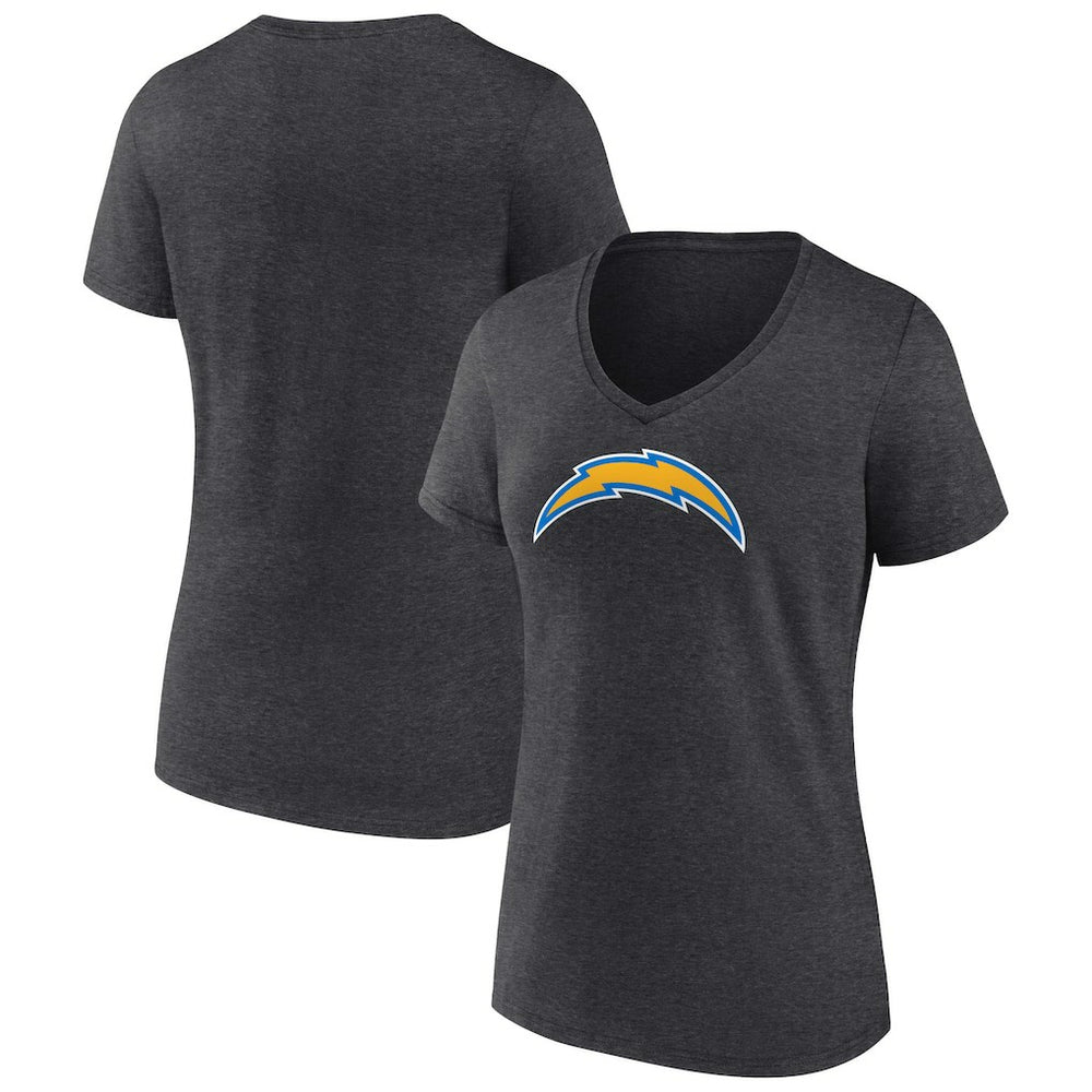 Los Angeles Chargers Women's Primary Team Logo V-Neck T-Shirt Charcoal