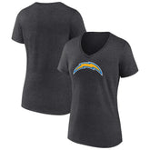 Los Angeles Chargers Women's Primary Team Logo V-Neck T-Shirt Charcoal