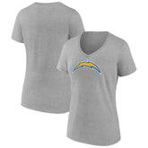 Los Angeles Chargers Women's Primary Team Logo V-Neck T-Shirt Heather Gray