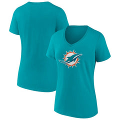 Miami Dolphins Women's Primary Team Logo V-Neck T-Shirt Aqua