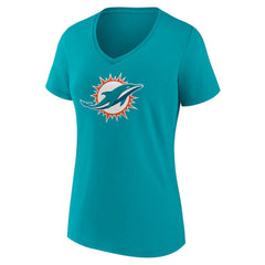 Miami Dolphins Women's Primary Team Logo V-Neck T-Shirt Aqua