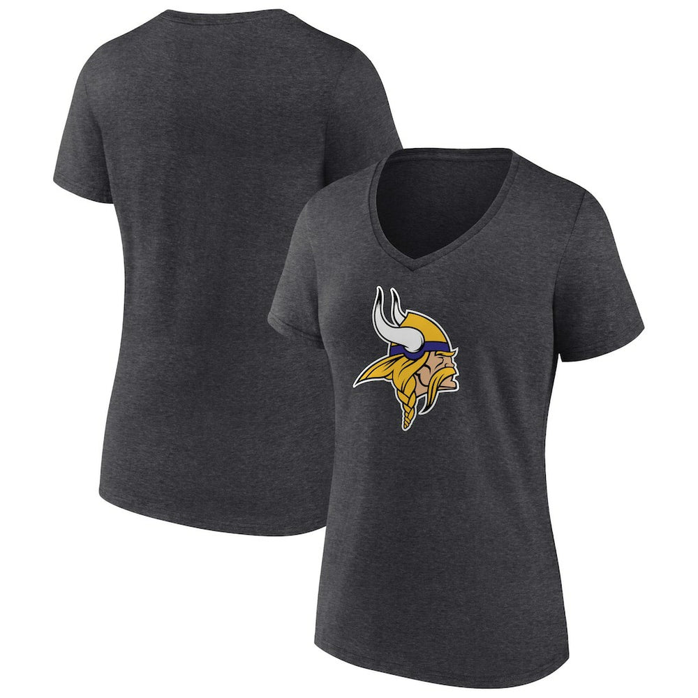 Minnesota Vikings Women's Primary Team Logo V-Neck T-Shirt Charcoal