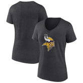 Minnesota Vikings Women's Primary Team Logo V-Neck T-Shirt Charcoal
