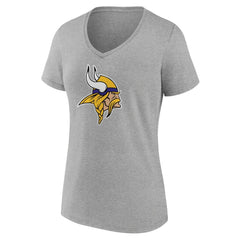 Minnesota Vikings Women's Primary Team Logo V-Neck T-Shirt Heather Gray