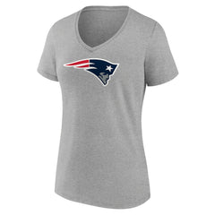 New England Patriots Women's Primary Team Logo V-Neck T-Shirt Heather Gray