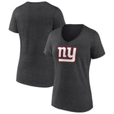 New York Giants Women's Primary Team Logo V-Neck T-Shirt Charcoal