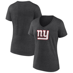 New York Giants Women's Primary Team Logo V-Neck T-Shirt Charcoal