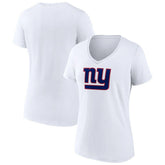 New York Giants Women's Primary Team Logo V-Neck T-Shirt White